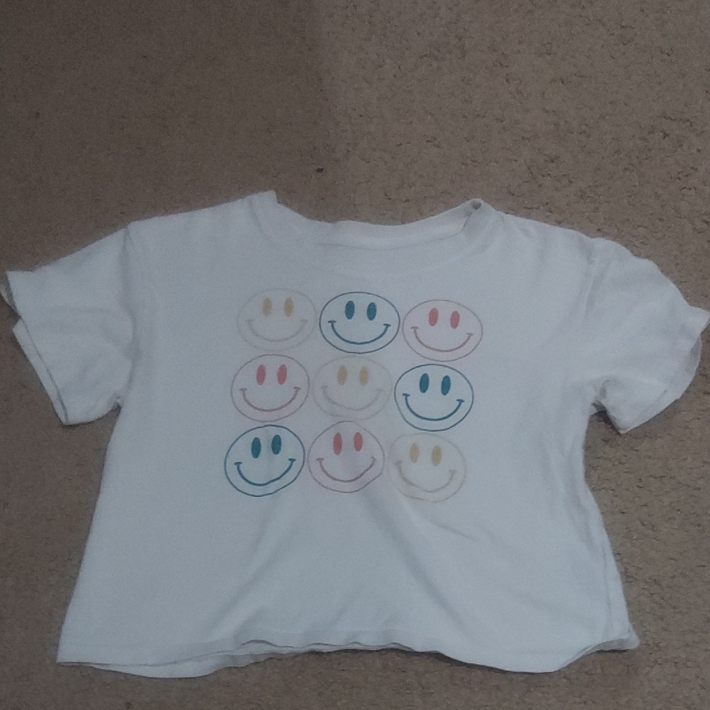 Art Class Kids Tee with Smiley Faces - White